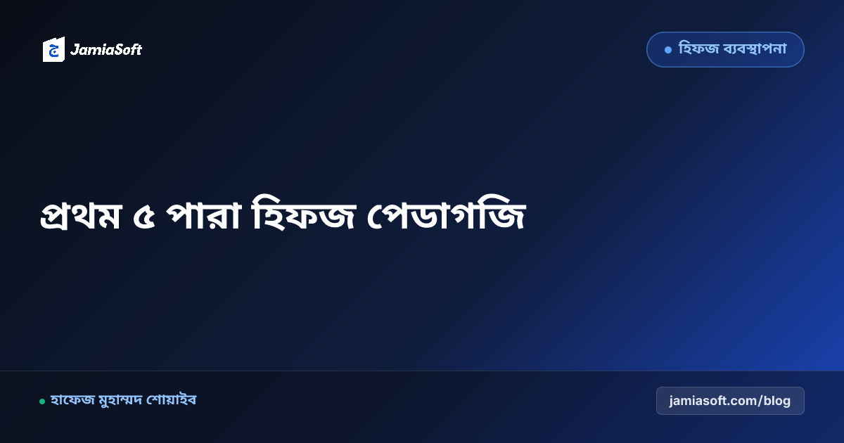 হিফজখানায় নতুন শিক্ষার্থীদের জন্য 'সাবা পরা' (প্রথম ৫ পারা) হিফজের বৈজ্ঞানিক মেথডলজি: ভীতি দূরীকরণ এসওপি