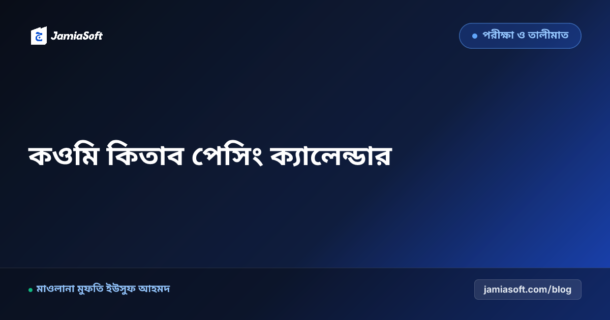 কওমি পাঠ্যক্রমের পেসিং ক্যালেন্ডার ও কিতাব শেষ করার বার্ষিক একাডেমিক পরিকল্পনা