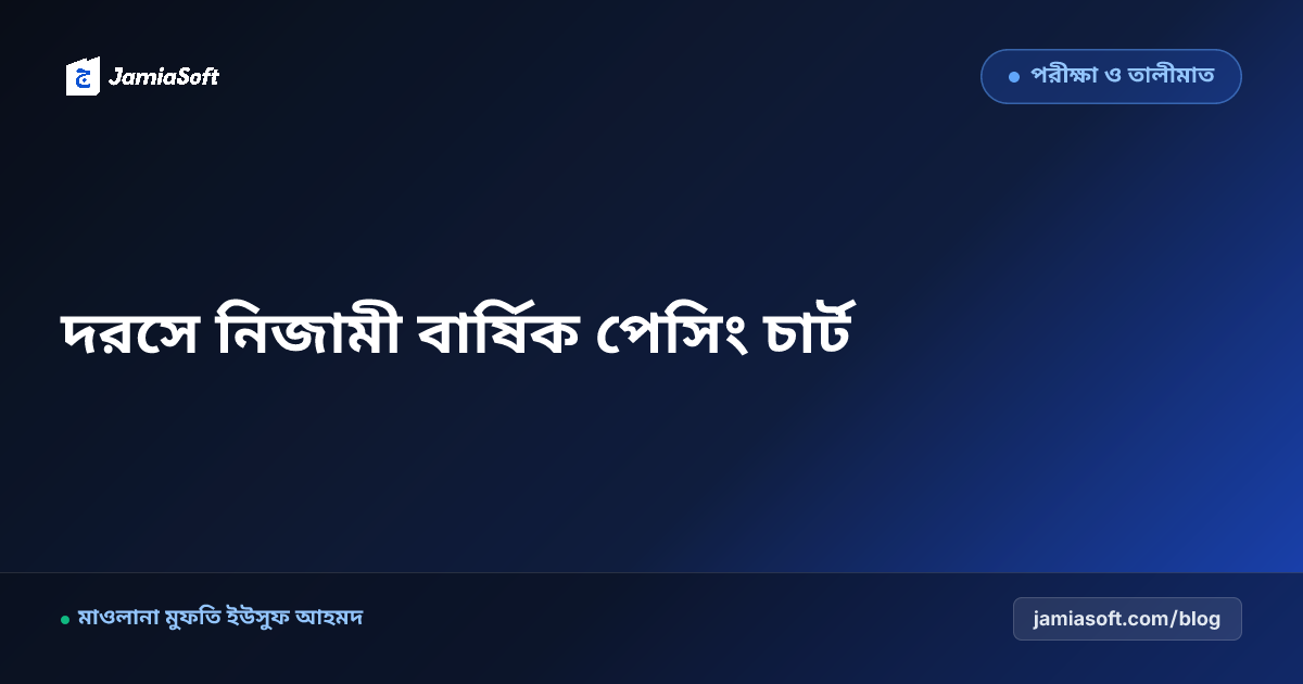 কওমি মাদ্রাসার দরসে নিজামী পাঠ্যক্রমের বার্ষিক পেসিং চার্ট: কিতাব সমাপ্তি ও ক্লাসরুম মনিটরিং গাইড